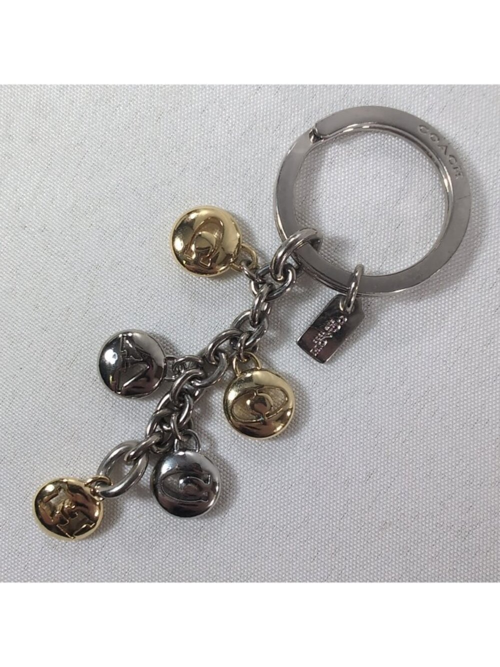 Coach Keychain Charm Silver Gold Bag Y2K Dangle Metal Letters 4" Signature Chain